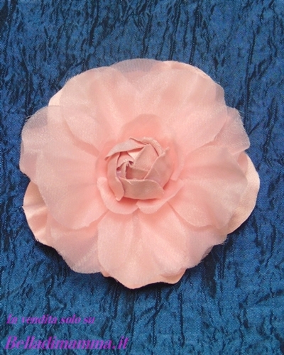 Spilla in Tessuto Abiti Eleganti rosa fiore tridimensionale