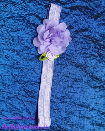 Fascia Capelli Neonata Elegante Lilla con fiore in chiffon