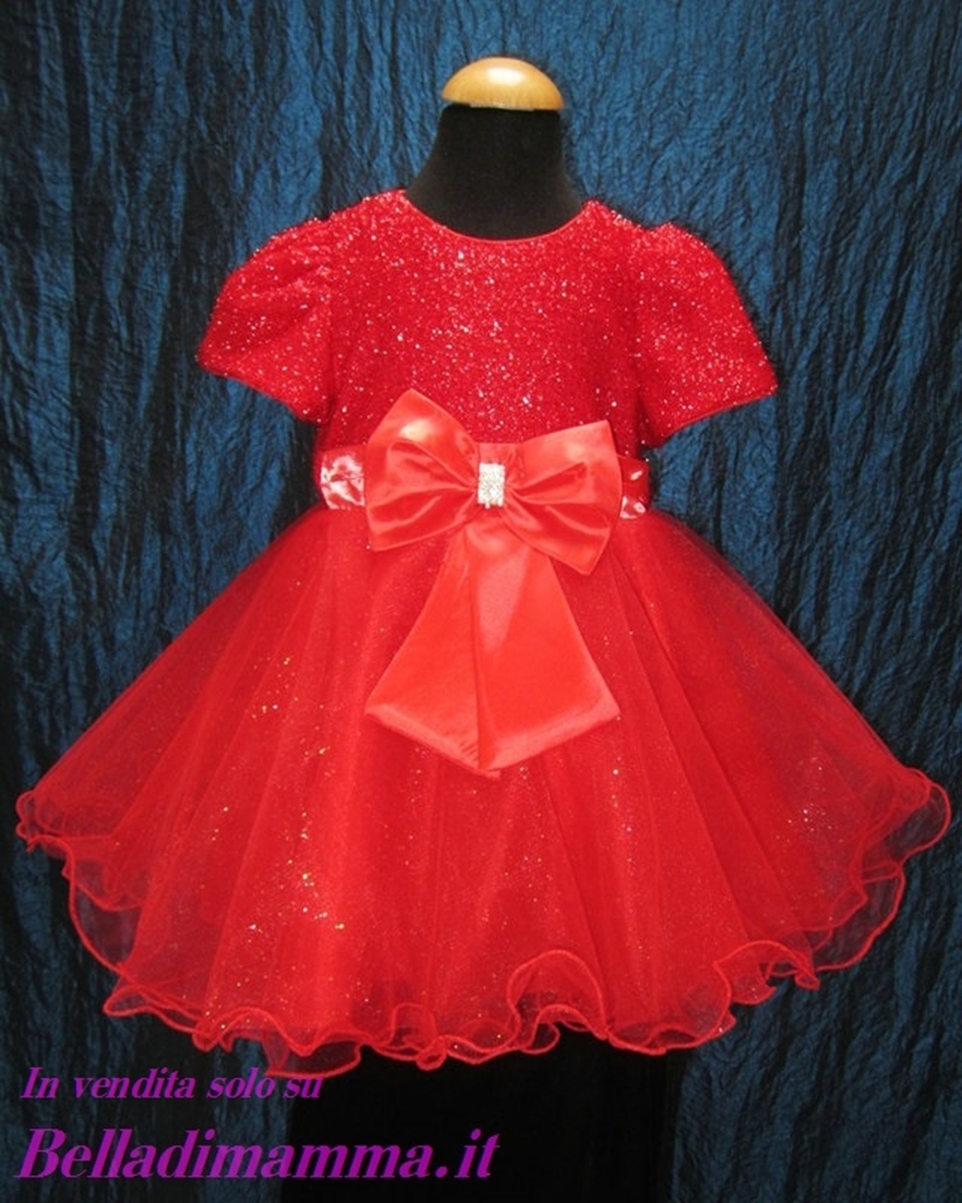 Vestito Cerimonia Bambina rosso scintillante